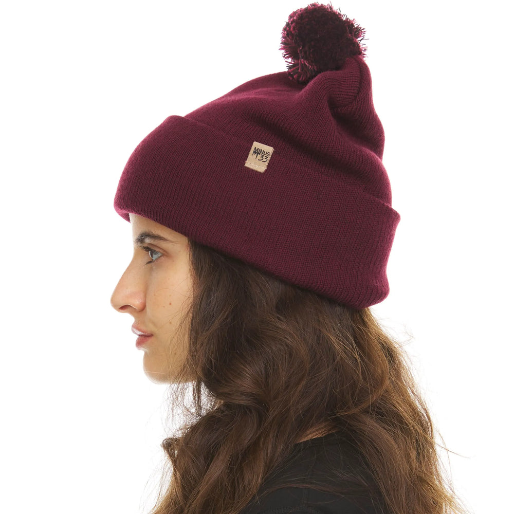 Burgundy with Black and Burgundy Pom